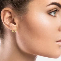 Womens 14K Gold 15mm Round Hoop Earrings