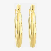 Womens 14K Gold 15mm Round Hoop Earrings