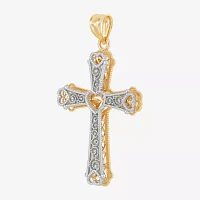 Women's 14K Two-Tone Gold Heart Cross Pendant