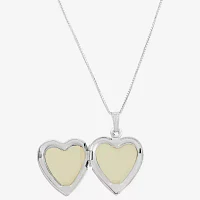 Mother-of-Pearl Heart & Cross Locket Pendant Necklace