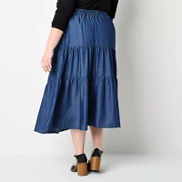 Frye and Co. Womens Mid Rise Maxi Skirt - Plus