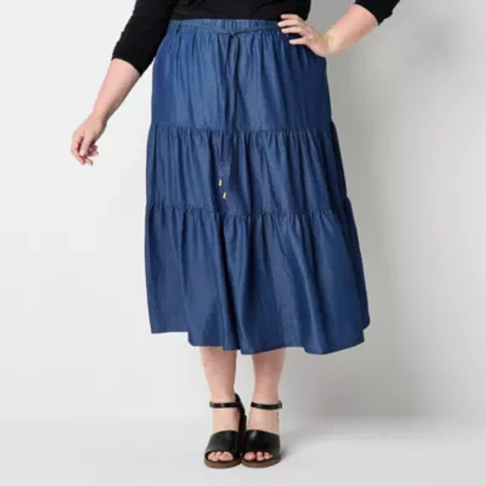 Frye and Co. Womens Mid Rise Maxi Skirt - Plus