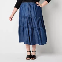 Frye and Co. Womens Mid Rise Maxi Skirt - Plus