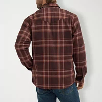 Wrangler Sherpa Lined Shirt Jacket Mens Relaxed Fit Long Sleeve Plaid Button-Down