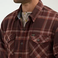 Wrangler Sherpa Lined Shirt Jacket Mens Relaxed Fit Long Sleeve Plaid Button-Down