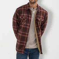 Wrangler Sherpa Lined Shirt Jacket Mens Relaxed Fit Long Sleeve Plaid Button-Down