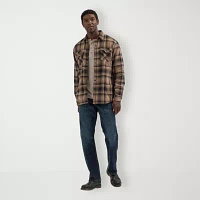 Wrangler Sherpa Lined Shirt Jacket Mens Relaxed Fit Long Sleeve Plaid Button-Down