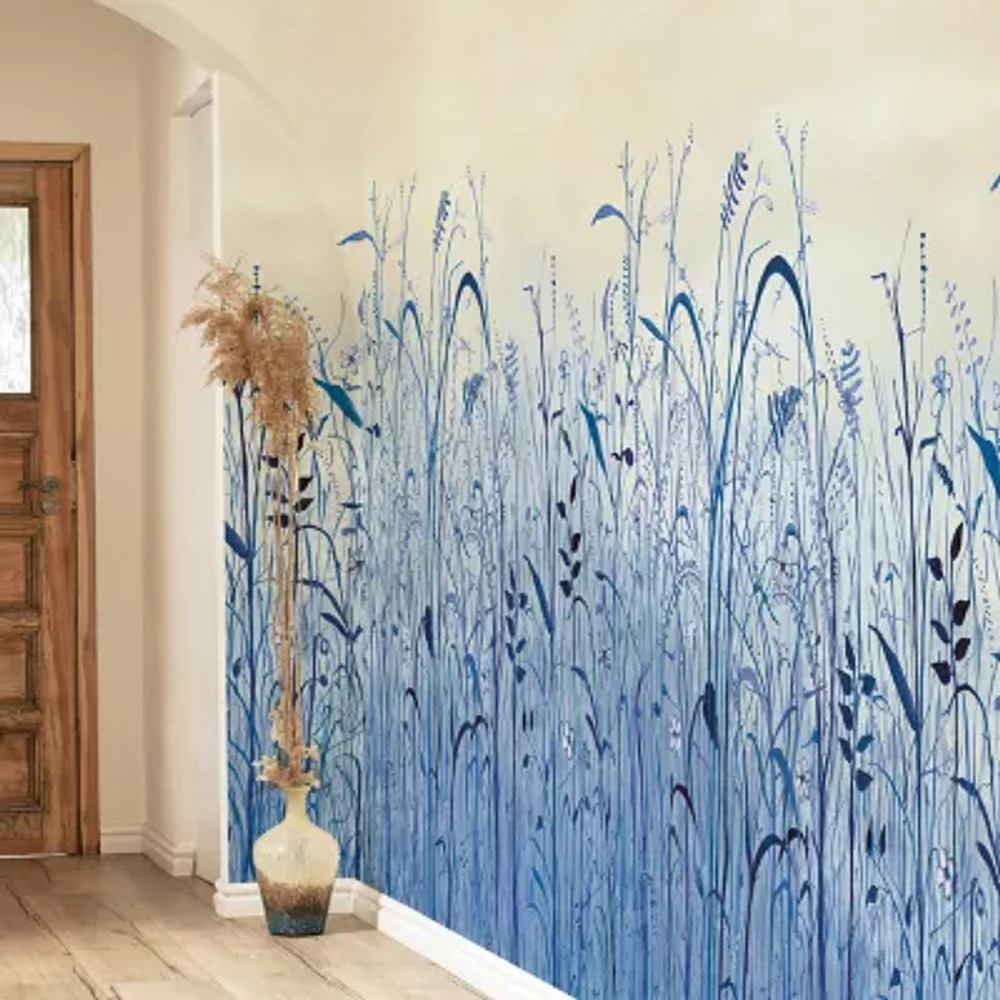 Tempaper June Grass Indigo Mural Wallpaper