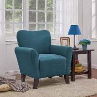 June Transitional Flared Arm Accent Chair in Linen