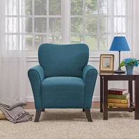 June Transitional Flared Arm Accent Chair in Linen