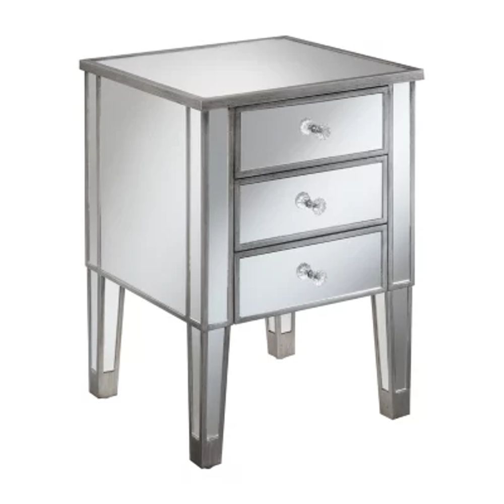 Gold Coast Living Room Collection 3-Drawer Mirrored End Table