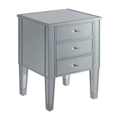 Gold Coast Living Room Collection 3-Drawer Mirrored End Table