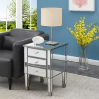 Gold Coast Living Room Collection 3-Drawer Mirrored End Table