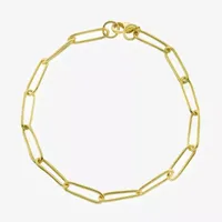 Silver Reflections 24K Gold Over Brass 7.5 Inch Paperclip Chain Bracelet