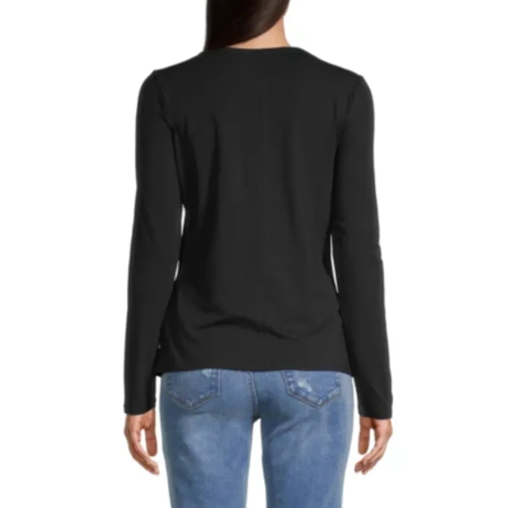 a.n.a Womens Crew Neck Long Sleeve T-Shirt