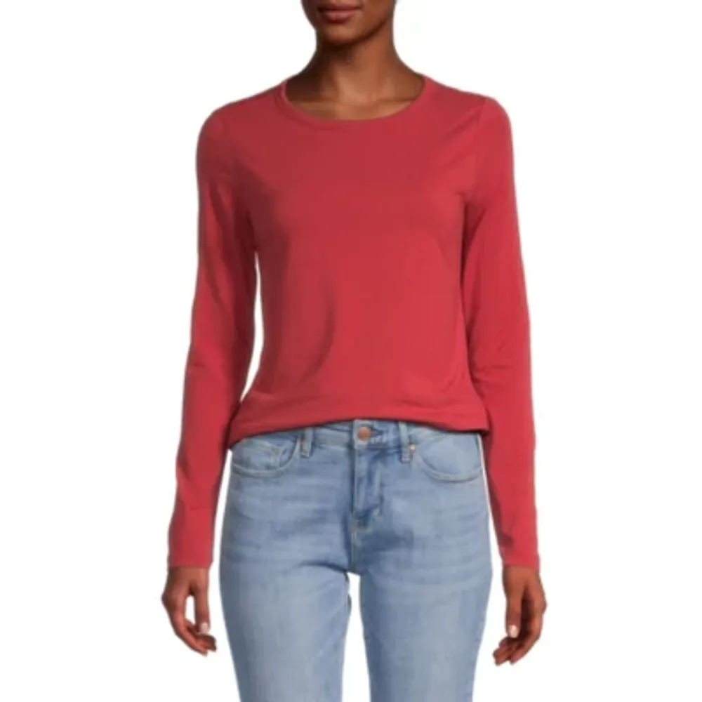 a.n.a Womens Crew Neck Long Sleeve T-Shirt