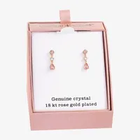 Sparkle Allure Crystal 18K Rose Gold Over Brass Drop Earrings