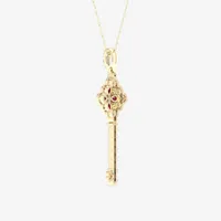 Womens 1/5 CT. T.W. Lead Glass-Filled Red Ruby 10K Gold Keys Pendant Necklace