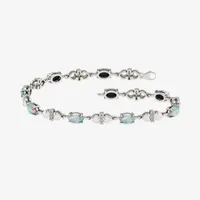 1/6 CT. T.W. Genuine Opal Sterling Silver 7.25 Inch Tennis Bracelet