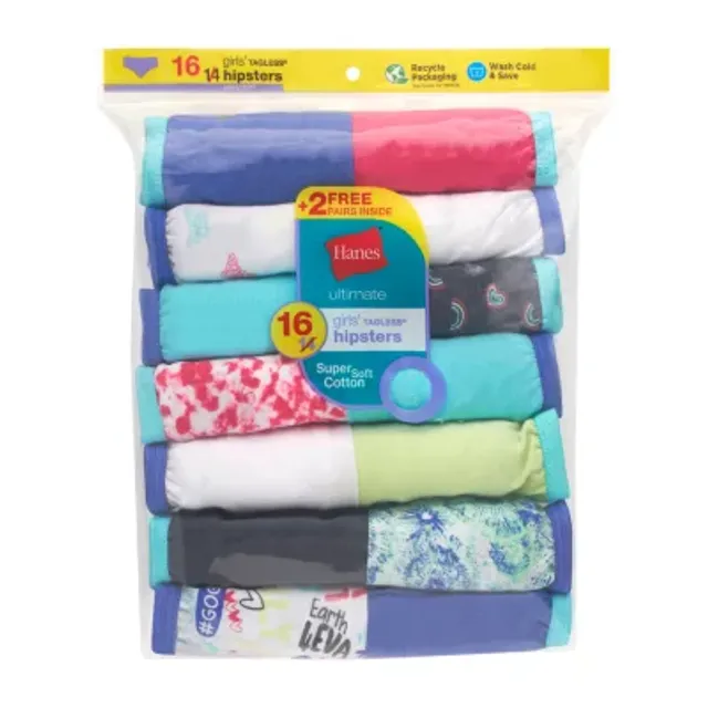 Hanes Ultimate Little & Big Girls 14-Pack Hipster Panty, Color: Multi -  JCPenney