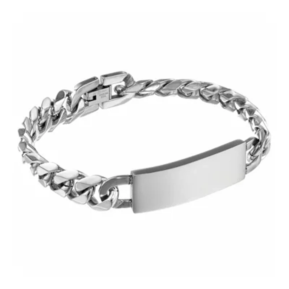 Mens 12mm Stainless Steel Curb ID Bracelet