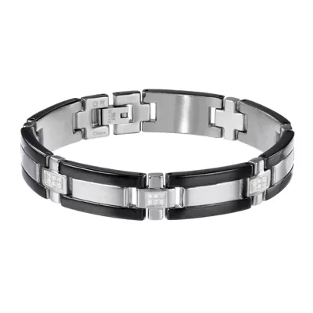 Mens ¼ CT. T.W. Diamond Stainless Steel & Black IP Link Bracelet