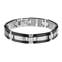 Mens ¼ CT. T.W. Diamond Stainless Steel & Black IP Link Bracelet