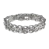 Mens Stainless Steel Railroad Cross Bracelet