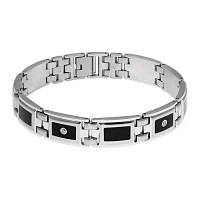 Mens 1/8 CT. T.W. Diamond Stainless Steel & Resin Link Bracelet