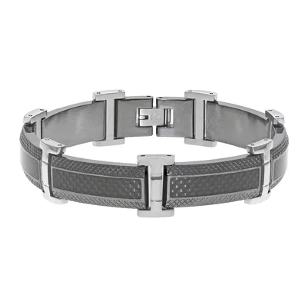 Mens Stainless Steel & Black IP Bracelet