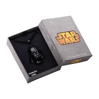 Star Wars® Darth Vader Mens 3D Stainless Steel & Black IP Pendant Necklace