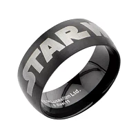 Star Wars® Logo Mens Stainless Steel and Black IP Dome Ring