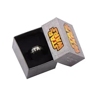 Star Wars® Logo Mens Stainless Steel and Black IP Dome Ring