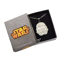 Star Wars® Stormtrooper Mens Stainless Steel Cutout Pendant Necklace