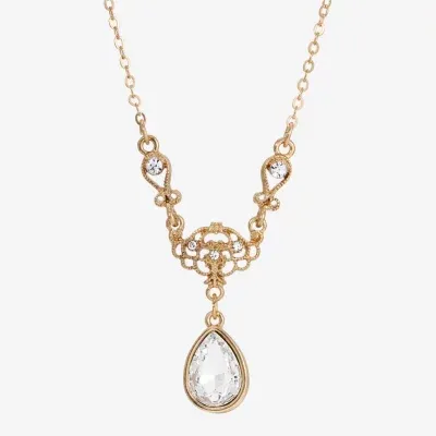 1928 Gold Tone 16 Inch Curb Pendant Necklace
