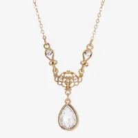 1928 Gold Tone 16 Inch Curb Pendant Necklace
