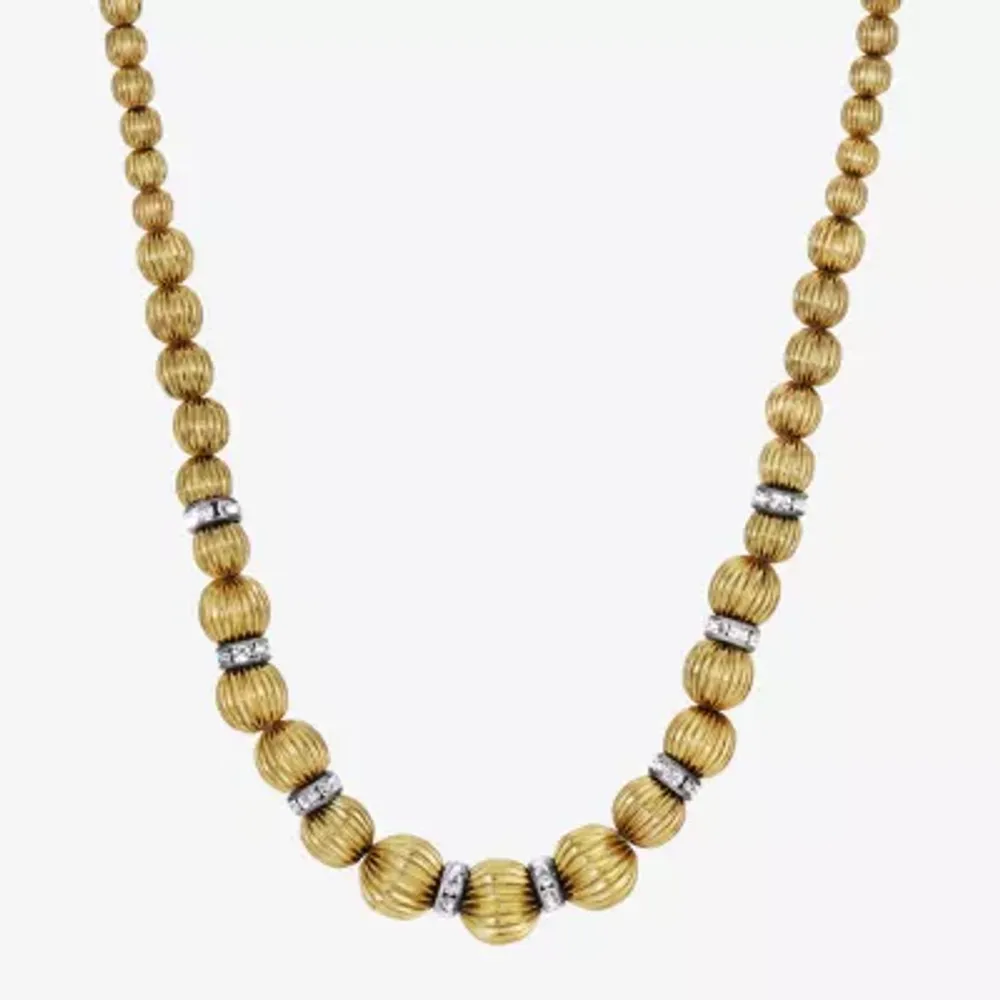 1928 Gold Tone Crystal 16 Inch Bead Strand Necklace