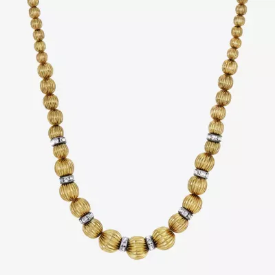 1928 Gold Tone Crystal 16 Inch Bead Strand Necklace