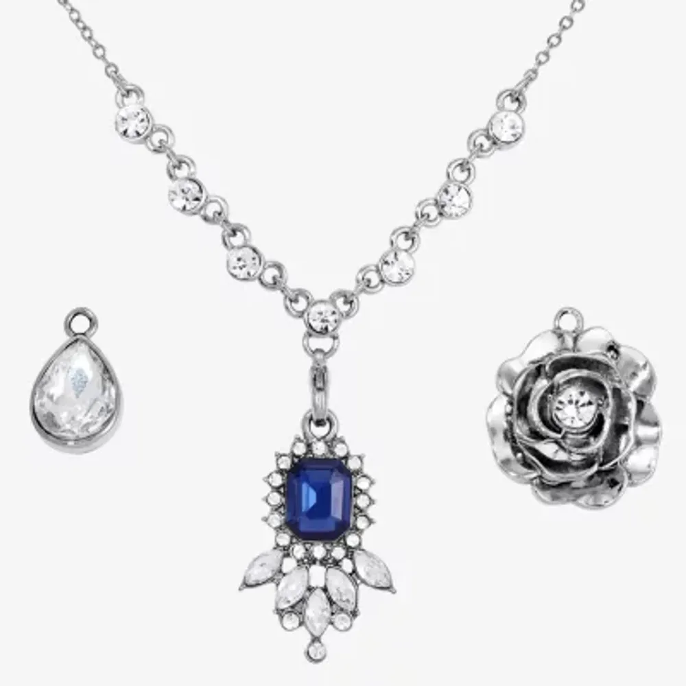 1928 Silver-Tone 4-pc. 16 Inch Link Flower Pendant Necklace Set