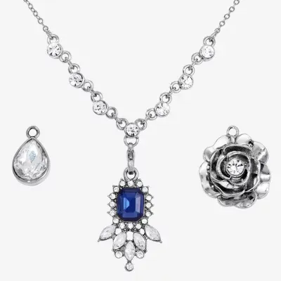 1928 Silver-Tone 4-pc. 16 Inch Link Flower Pendant Necklace Set