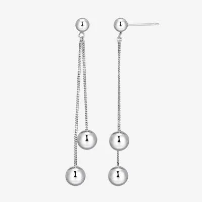 Bead Dangle Womens Sterling Silver Drop Earrings