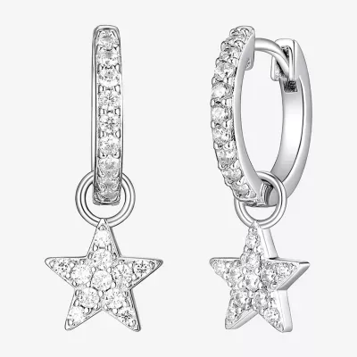 1/2 CT. T.W. Cubic Zirconia Sterling Silver 22.1mm Star Hoop Earrings