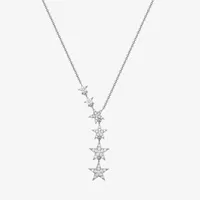 Womens 1/2 CT. T.W. Cubic Zirconia Sterling Silver Star Y Necklace