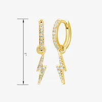 1/3 CT. T.W. Cubic Zirconia 18K Gold Over Silver 26.2mm LIghtning Bolt Hoop Earrings