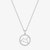 Womens 1/4 CT. T.W. Cubic Zirconia 18K White Gold Over Silver Round Pendant Necklace