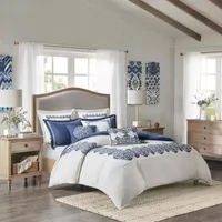 Madison Park Signature Indigo Sky Faux Linen Oversized Comforter Set