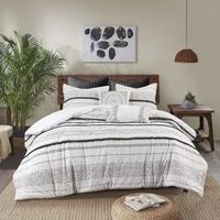 INK+IVY Nea 3pc Cotton Printed Duvet Cover Set with Trims