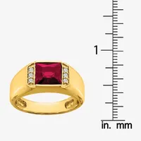 Mens 1/ CT. T.W. Lab Created Red Ruby 14K Gold Fashion Ring