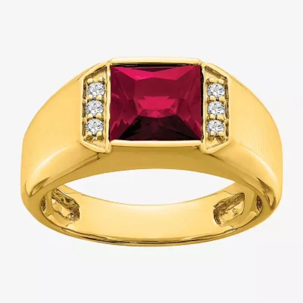 Mens 1/ CT. T.W. Lab Created Red Ruby 14K Gold Fashion Ring