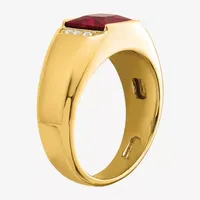 Mens 1/ CT. T.W. Lab Created Red Ruby 14K Gold Fashion Ring